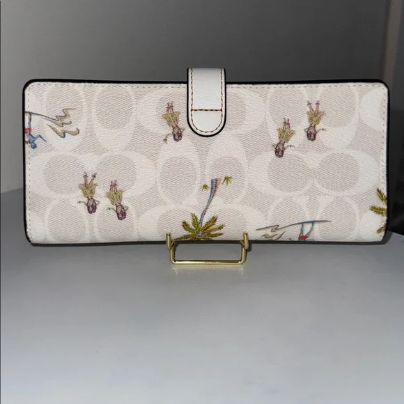 Coach Slim Wallet Signature Canvas Hula Print - Picture 2 of 5
